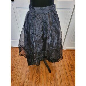 NWT Fashion Nova Black Taffeta Hi Lo Midi Ruffled Skirt M Whimsygoth Prom Punk